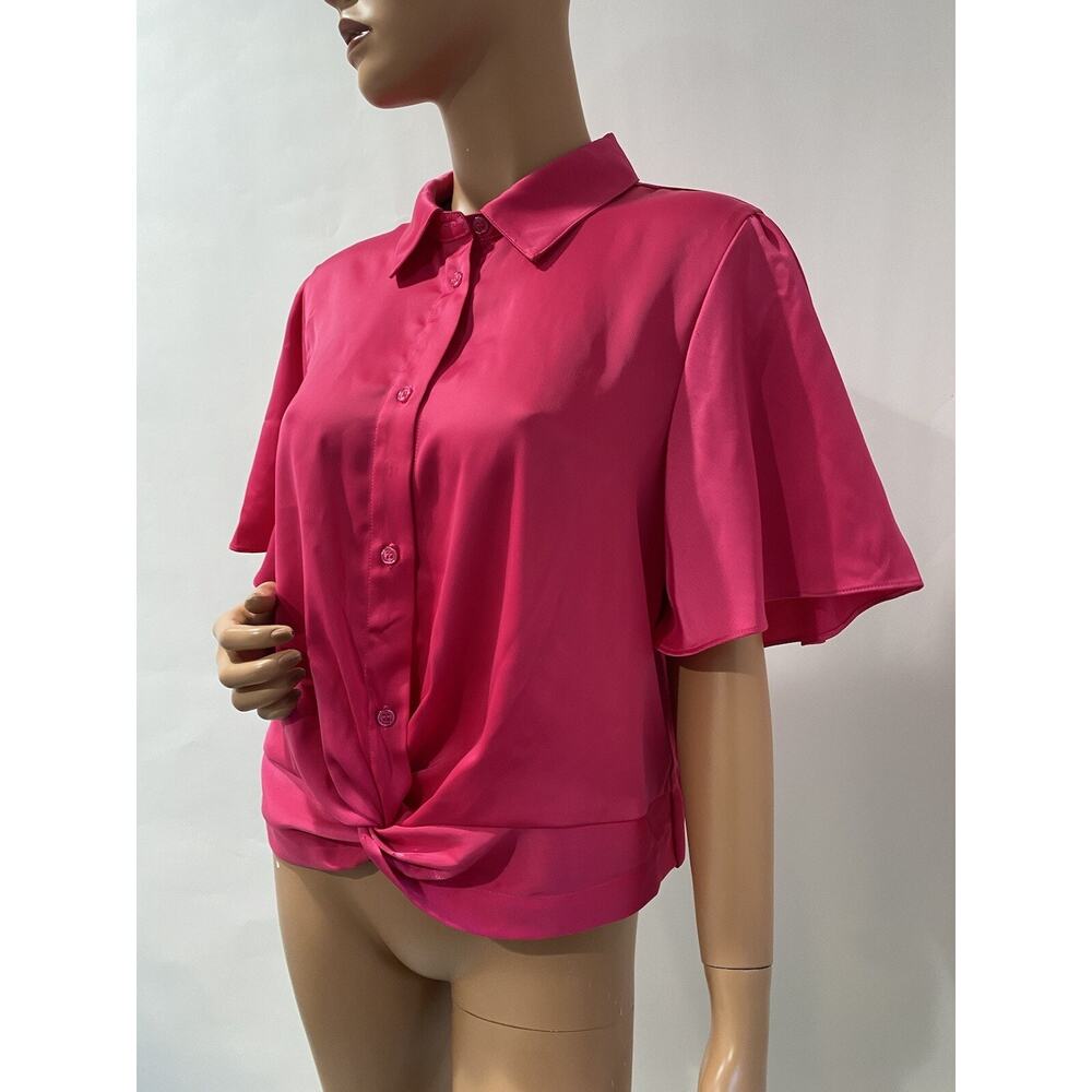 nina parker plus size Blouse Cropped Size 1X Pink Fuchsia